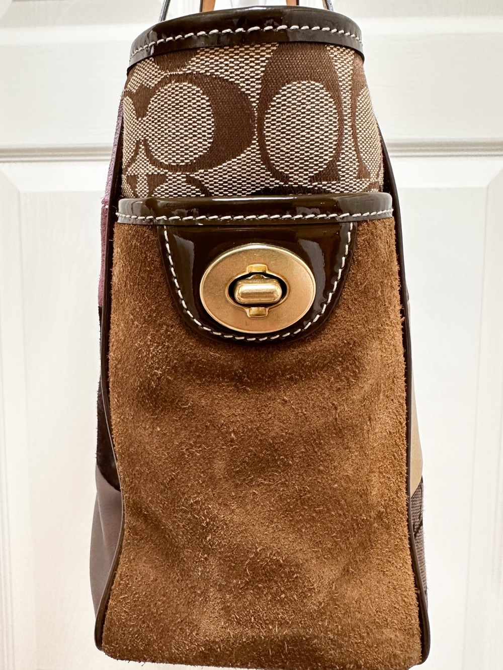 Coach Holiday Patchwork Tote Haircalf Suede Y2K Bag - Picture 11 of 17